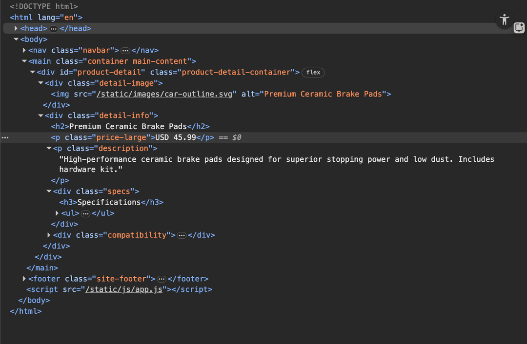 HTML from DOM (rendered page)